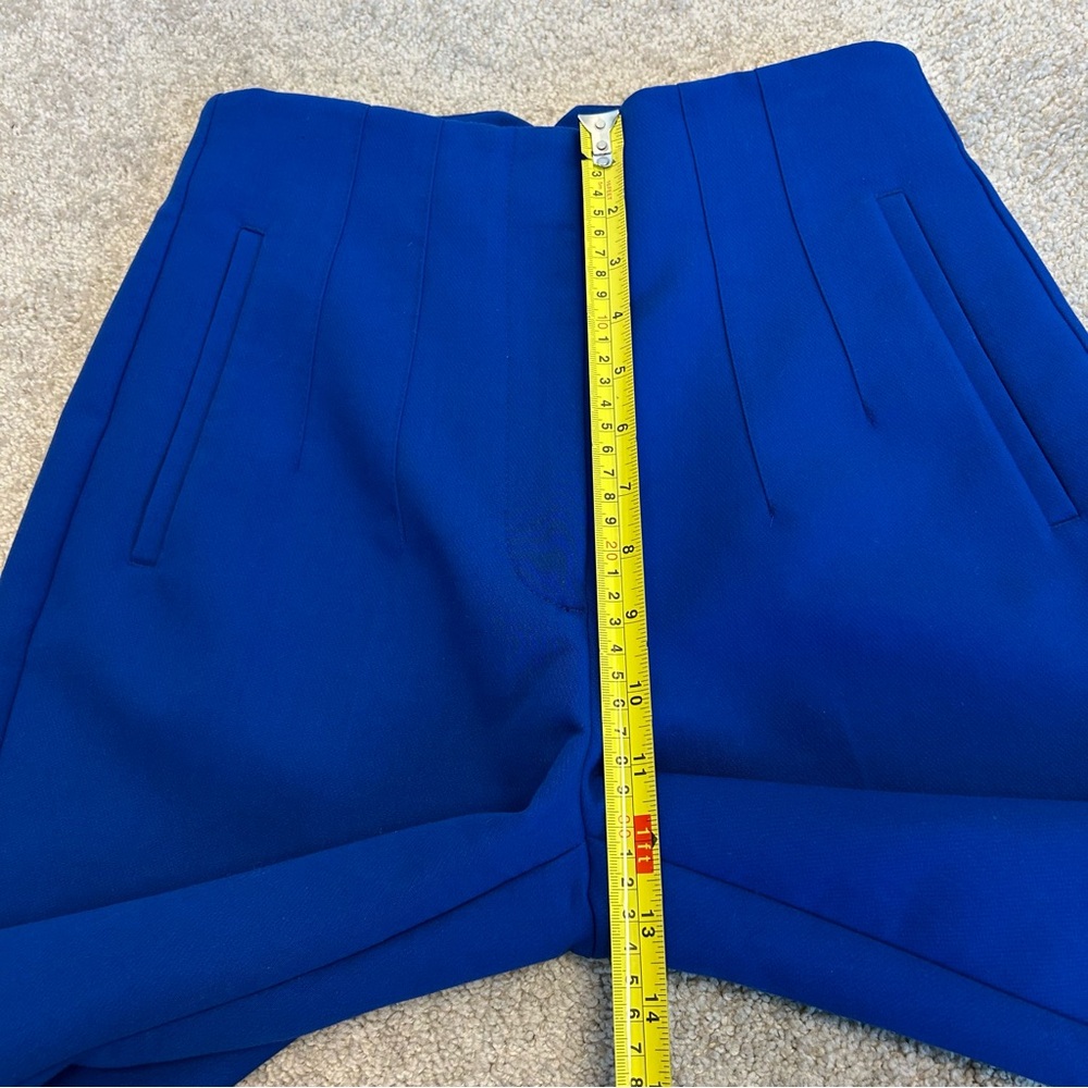 Zara Royal cobalt blue high waisted pronounced seam tailored tapered ankle pants - Picture 8 of 12